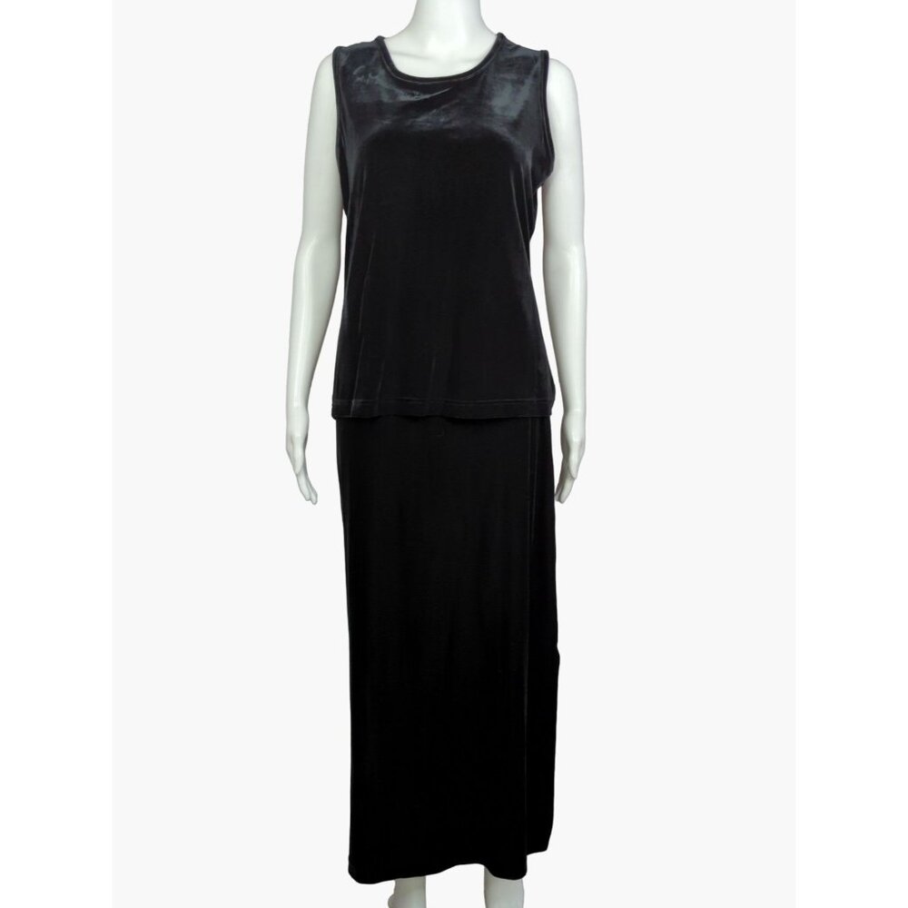 Vintage Denim & Co Women’s Size S 2 Pc Velvet Stretch Tank Top Long Skirt Set